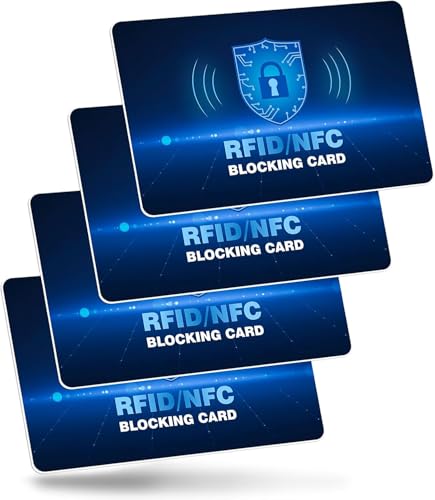 Gripiti NFC/RFID Blocking Card 6Pcs, Force Field Max RFID Credit Cards Protector Slim NFC Card Protection Wallets Anti-Theft Passport Wallet Blocker RFID Card Holder No Batteries Required (Blue)