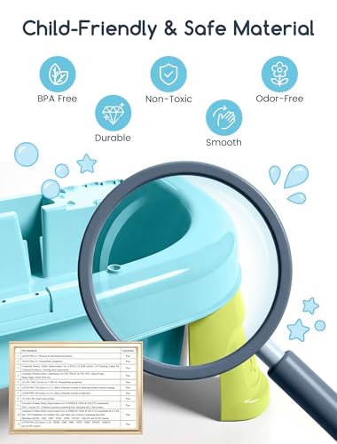 OKPOW Water Table for Toddlers 1-3 with Pump: Summer Play Sink with Running Water for Outdoor & Indoor Activity, Sensory Fishing Playset, Birthday Gift for Kids Boys Girls
