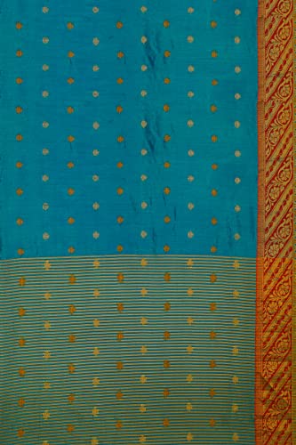 Image of Pothys Women's Blue Art Raw Silk Saree With Blouse Piece (B7222 Blue)