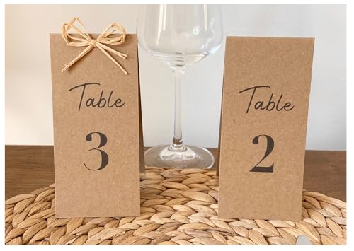 Chevalet Numéros de tables, mariage champêtre, décoration de table, Kraft recyclé