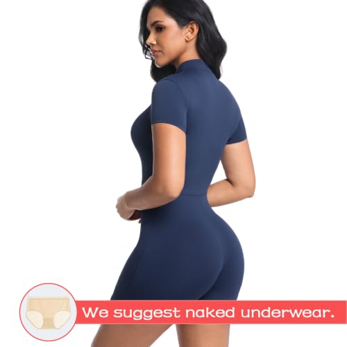 RefindWin Combinaison de Sport Pour Femme, Modèle à Fermeture éclair Bleu – vue 7