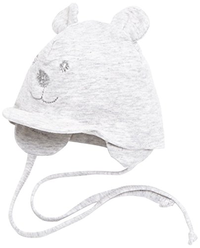 Preisvergleich Produktbild Sterntaler Unisex Schirmmütze mit Bindebändern, Nackenschutz und niedlichem Bärchen-Motiv, Alter: 4-5 Monate, Größe: 41, Silber