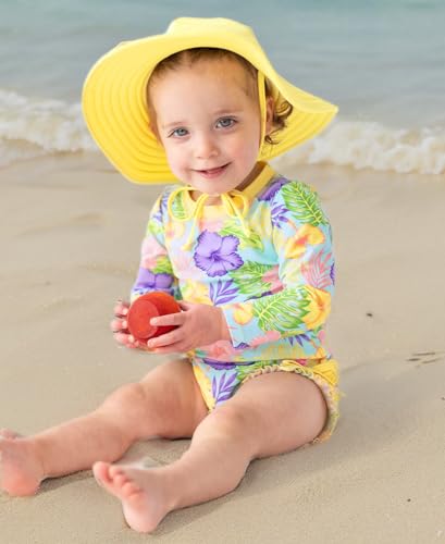 Image of RuffleButts Baby /Toddler Girls UPF 50+ Sun Protective Wide Brim Swimwear Sun Hat