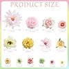 Fake Flowers Heads Bulk Pink Green Mini Artificial Silk Flower for Crafts, Small Artificial Daisy Roses Faux Flowers for Graduation Cap DIY Cake Wedding Party Home Garland Decoration