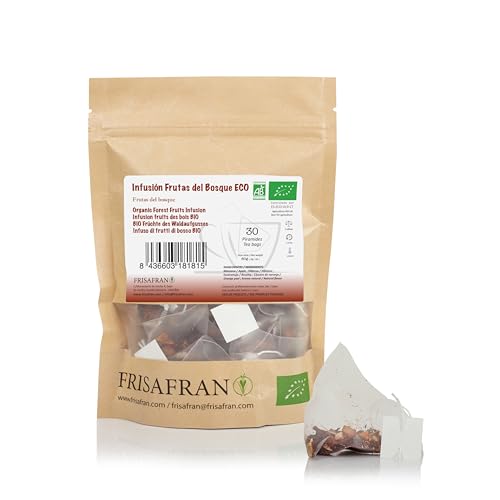 FRISAFRAN | Infusión de Frutos del Bosque Ecológico en Pirámides | Relajante | Rico en Vitaminas | 30 Uds | Té frutos del bosque | Frutos del bosque infusión