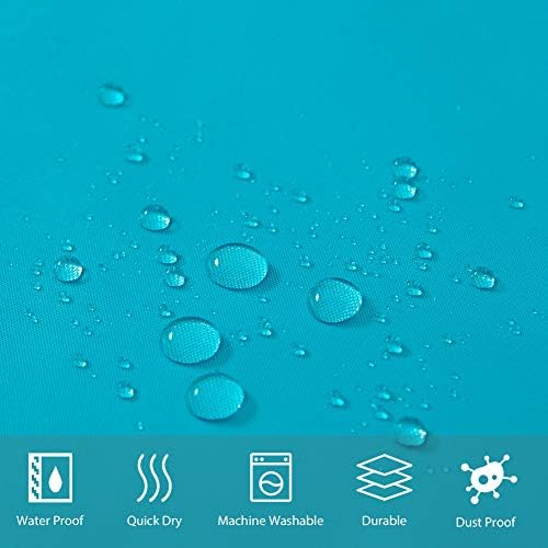 Furlinic Shower Curtain Extra Long 210cm Drop Fabric Waterproof Liner Weighted Bottom Teal Sets With 12 Plastic Rings 180 x 210cm 72" x 83".