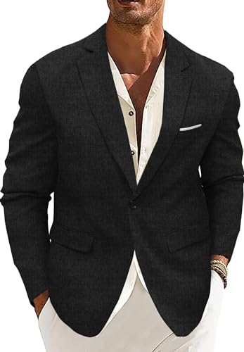 Men's Sport Coat Casual Blazer One Button Lightweight Business Suit Jacket