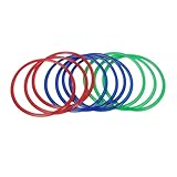 Hamwesh Hopscotch Ring Game, Enhancing Attention Hand Foot Coordination Premium Plastic Kids Outdoor Games, Exercise Hoop with 10 Connectors Multi Colored Rings for Kids Outdoor Indoor