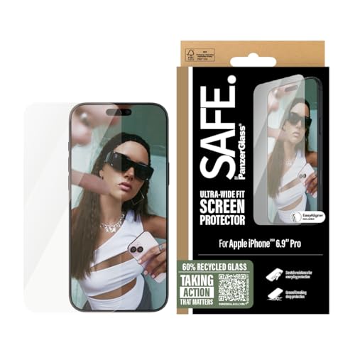 Image of PanzerGlass SAFE CLEAR Screen Protector for iPhone 16 Pro Max 6.9" 2024| Ultra Wide Fit Tempered Glass, Edge to Edge Drop Protection, Scratch Resistant, Case Friendly, Easy Apply - Clear