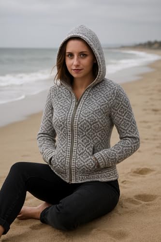 Image of Gamboa Alpaca Cardigan Sweater for Women Round Neck Knit Fall Winter Lady Womens Lightweight Dark Grey