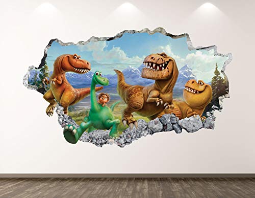 Funny Dinosaur Wall Decal Art Decor 3D Smashed Good Playroom