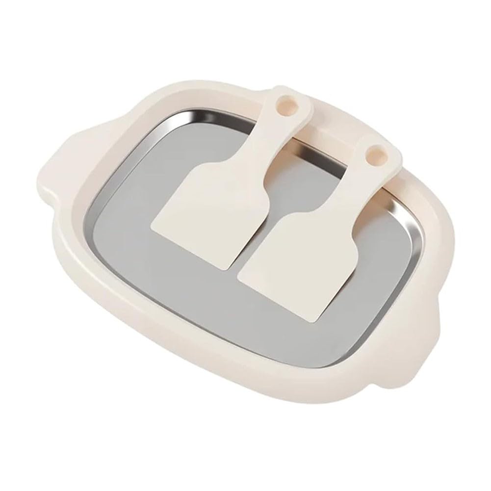 DIY Rolled Ice Cream Maker Kit with for Pre-Chill Tray and 2 Scrapers, for Stainless Steel Construction, 25x19cm, Homemade Ice Cream, Yogurt, Sorbet