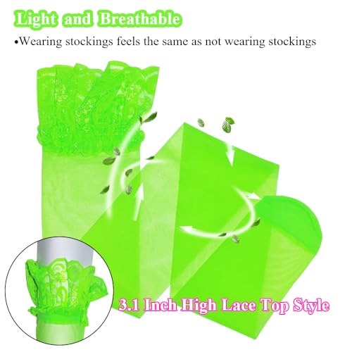 Image of Thigh High Stockings Lace Top, Women's Semi Sheer Sexy Stay Up Halloween Lingerie Thigh High Stockings