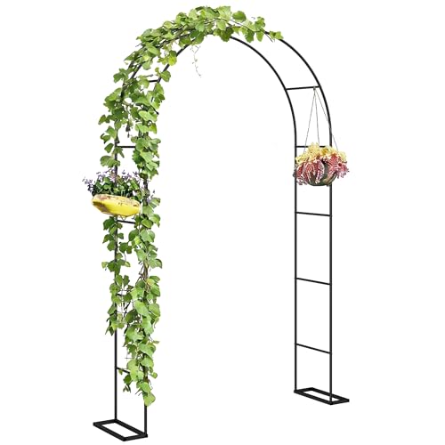 Outsunny 8 ft Steel Garden Arch, Garden Arbor Trellis with Large Base for...