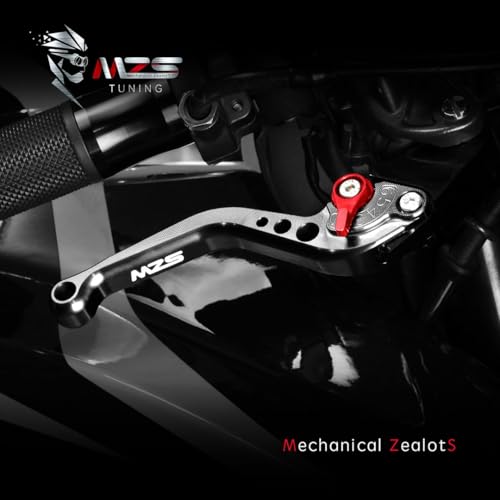 Image of MZS Black Motorcycle Brake Clutch Levers for NX500 CB500 Hornet 2024-2026 | 6-Position Adjustable Reach Short Lever Kit, Anodized CNC Handle with Anti-Slip Stripes, Unbreakable