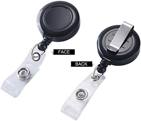 PietyPet 30 Pack Retractable Badge Holder Matte Retractable ID Card Reels Carabiner Reel Clip On ID Card Holders for Office Worker Doctor Nurse Hanging ID Card Key Chain ( Black )