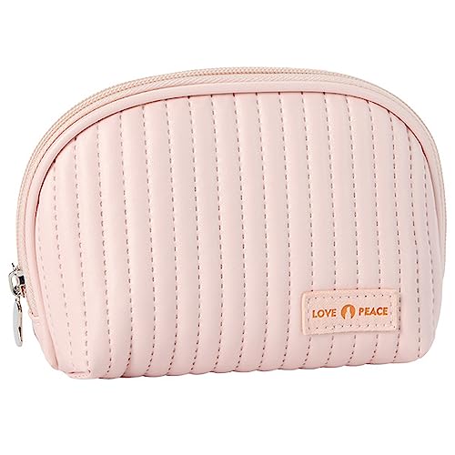 Makeup Pouch, Small Cosmetic Bag for Purse, Lightweight Makeup Clutch for Makeup Essentials, Pink Travel Pouch, Pink