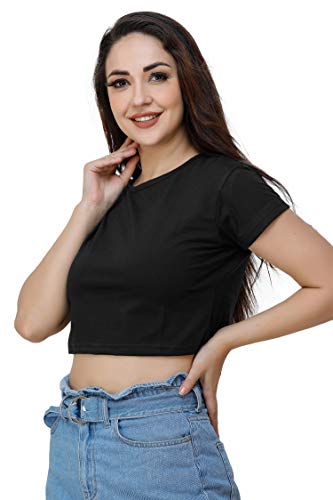 Image of Lime Women's Basic Short Sleeve Round Neck Crop Top