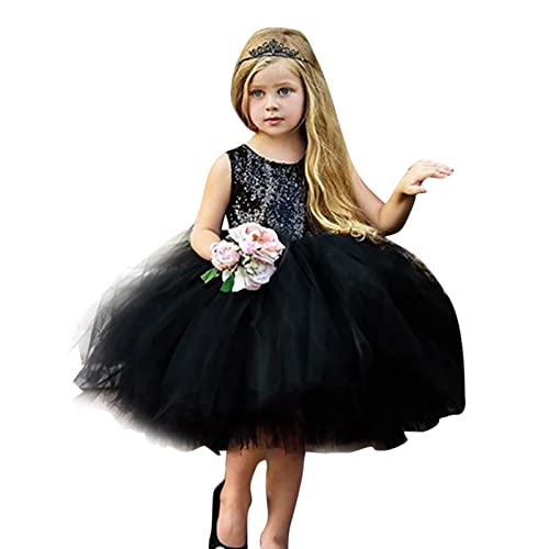 Black Dress for Girls Classic Retro Mesh Tulle Birthday Dresses Tutu Pageant Fit and Flare Clothing Sets3
