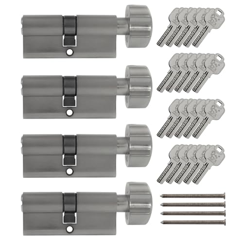 Pack de 4 cilindros con pomo KD de 70 mm 35/35 y cierre uniforme 2