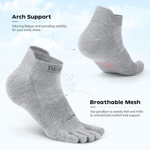 Image of Tough Land Coolmax Five Finger Toe Socks for Men and Women - Athletic Running Ankle Socks - 3 Pairs