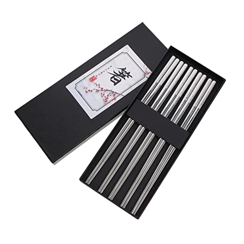 DOITOOL 5 Pairs stainless steel chopsticks metal chopsticks korean sashimi chopsticks cooking ramen chopsticks stainless steel serving utensils chopsticks reusable chop sticks fried Asia