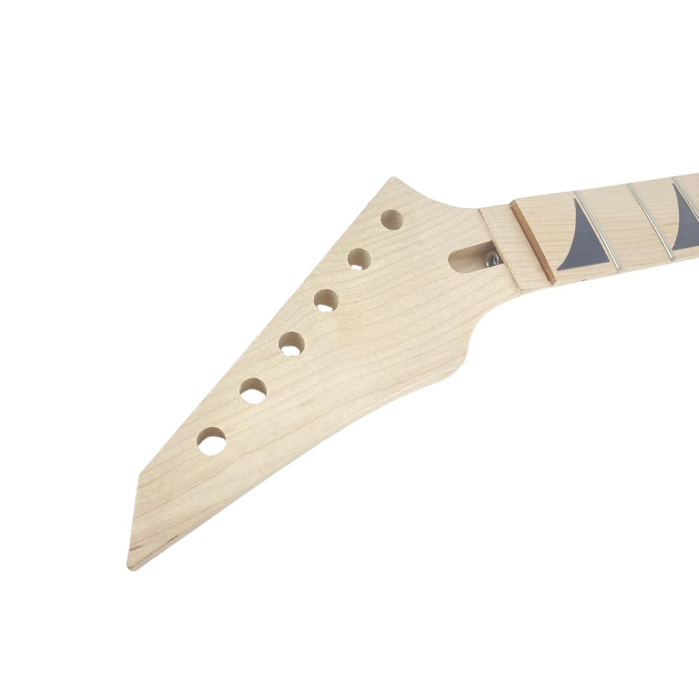 Szyja do gitary elektrycznej 24 progi 648 mm ładna wkładka klon gitara szyja Floyd Rose nakrętka blokująca fajna śruba na szyi na pięcie dwustronne kropki bez wiązania (biała)