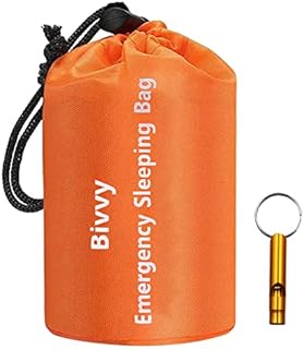 Wesoke Emergency Sleeping Bag, Waterproof Lightweight Thermal Survival Bivy Sack, Portable Emergency Blanket with Whistle for Outdoor Adventure Activities Hiking Camping, Orange