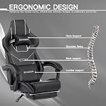 Video Gaming Chair with Footrest, Ergonomic Gamer Chair with Lumbar Support, Height Adjustable Swivel Racing Gaming Massage Chair, Reclining Computer Office Desk Chair for Adults