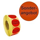 1.000 Aktionsetiketten Sonder-angebot | rund leuchtrot auf Rolle 32 mm, Etiketten permanent selbstklebend