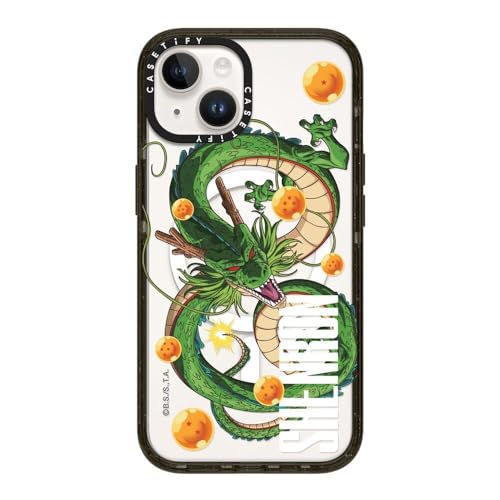 CASETiFY �C���p�N�g iPhone 14 �P�[�X [MagSafe�Ή�/���^ �y��/�ϏՌ�/Dragon Ball Z Co-lab] - �N���A �u���b�N - DRAGON BALL Z SHENRON Case