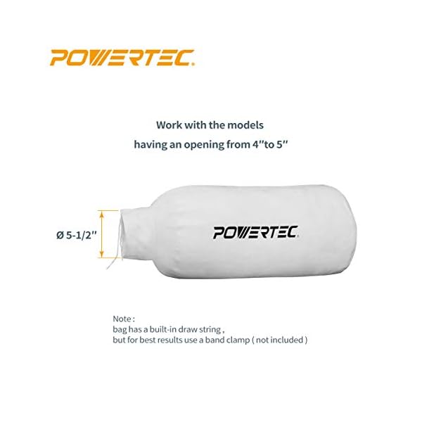 POWERTEC 70005 Dust Filter Bag for Wall Mount Dust Collectors, 3 Micron
