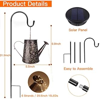 Solar Watering Can with Lights,Solar Outdoor Garden Decor Waterproof Large Hanging Lantern Landscape Lights Outside Decorations for Yard Clearance Porch Patio Pathway Gardening Gift