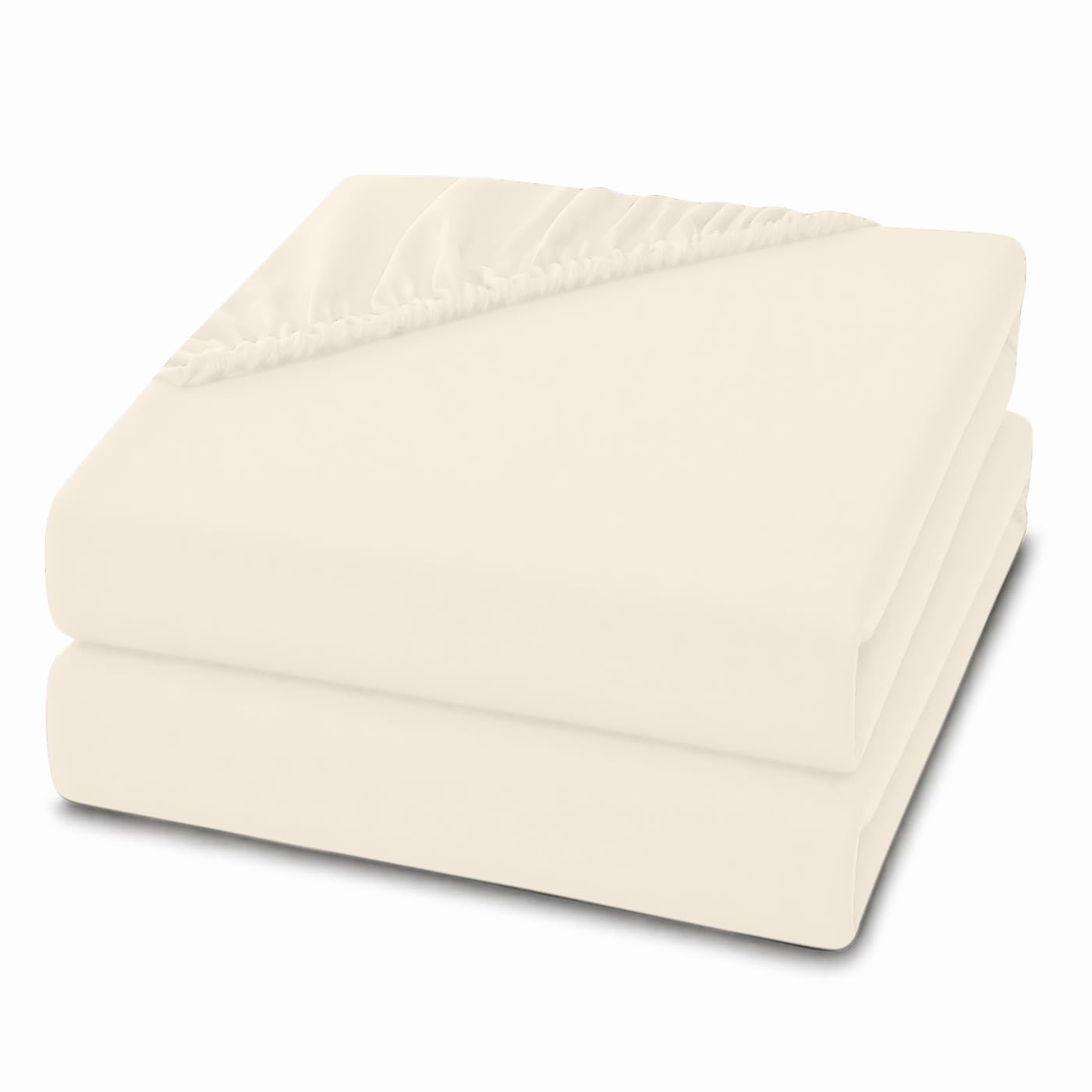2 Pack 4ft Small Double Fitted Sheets 28cm Deep Pocket – Ultra Soft Comfortable Microfibre Bed Sheets, Breathable, Wrinkle, Fade & Shrink Resistant, Easy Care Bedding (Cream, 4ft Small Double) — image 1