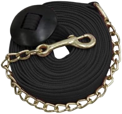 Showman 25' Flat Cotton Web Lunge Line with Brass Chain Tack Horse Barn Tack Training (Red)