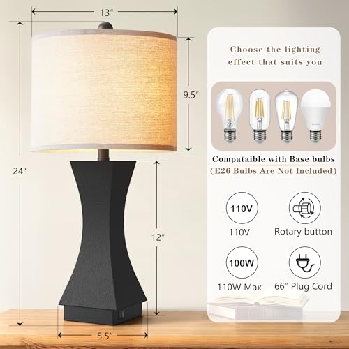 Lámpara de mesa moderna set de 2 con base de resina y pantalla beige miniatura 6
