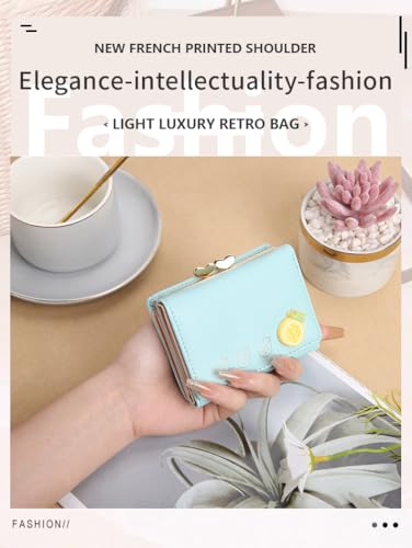 Image of Valerie Cute Small Wallets Clutch for Teen Girl Women PU Leather Trifold Small Wallet Cash Pocket 3D Buckle Card Holder Coin Purse with ID Window for Girls Women (Blue)