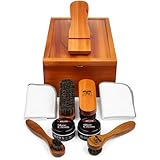 Kg's Deluxe Shoe Shine Kit – Professional Shoe Care Kit Includes Brown & Black Shoe Polish, Horsehair Shoe Shine Brush (2), Shoe Shine Cloth (2), Horsehair Polish Applicator (2), & Shoe Valet Box