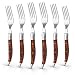 Uniharpa Laguiole Dinner Forks Flatware Steak Sets Stainless Steel Service for 6 With Pakkawood Handle and Gift Box
