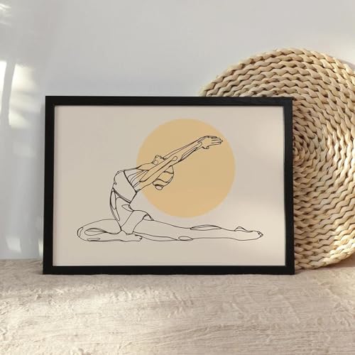 Ligne Unique Dessin yoga affiche sur toile minimaliste de style épuré