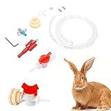 Pssopp Automatic Rabbit Watering System Kit, Complete Poultry Feeding Watering Supplies with Connector Pipe and More for Farm Animals