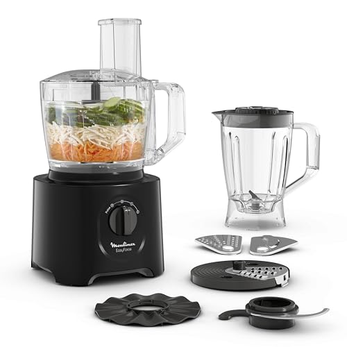 Moulinex Food Processor |Easy Force | 6 Attachments |25 Functions | Easy to Use | Black | FP247827