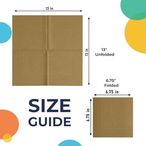 Serviettes en papier dorées 2 plis jetables absorbantes pour cocktail et mariage
