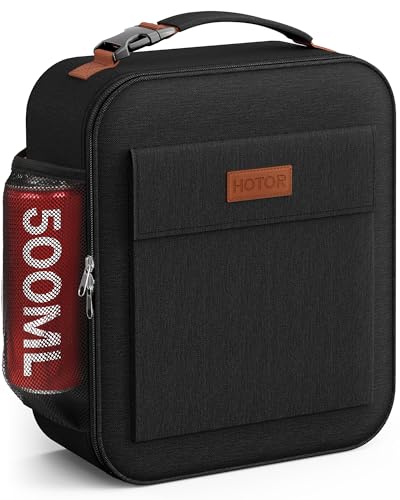 HOTOR Lunch Bags for Women & Men - Large Capacity Insulated Lunch Bag with Mutiple Pockets Easy-Carrying & Wear-Resistant Lunch Cooler Bag for Office Picnic Black 27.0×11.0×23.0 cm