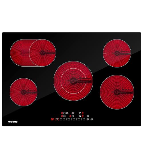 WEHIMO Glaskeramikkochfeld, Cerankochfeld 5 Platten 77cm, Kochfelder 8600W, 9 Stufen, Touch-Bedienung je Zone, Automatische Abschaltung, Glaskeramik Kochfeld für Alle Töpfe und Pfannen Geeignet WEHIMO Glaskeramikkochfeld, Cerankochfeld 5 Platten 77cm, Kochfelder 8600W, 9 Stufen, Touch-Bedienung je Zone, Automatische Abschaltung, Glaskeramik Kochfeld für Alle Töpfe und Pfannen Geeignet