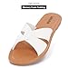 UBXRIN Womens Minimalist Memory Foam Comfortable Slide Sandals Summer Casual Soft Leather Flat Slippers,White US8