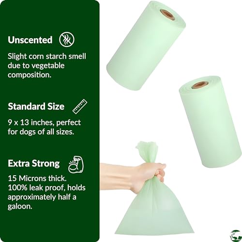 Image of 100% Compostable & Biodegradable Dog Poop Bags Leak-Proof and Extra Thick Light Green Dog Bags Pet Waste Bags for Big and Small Dogs - Unscented - Planet4Life (Pack of 60)