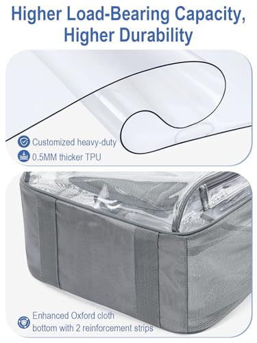 Image of Heavy Duty Clear Backpack For Kids Women Men Boys Girls, 17 Inch Large See Through Backpack, 360 3M Reflective Strips Clear Bookbag, Transparent Bag For School College Sport Work Travel, Grey