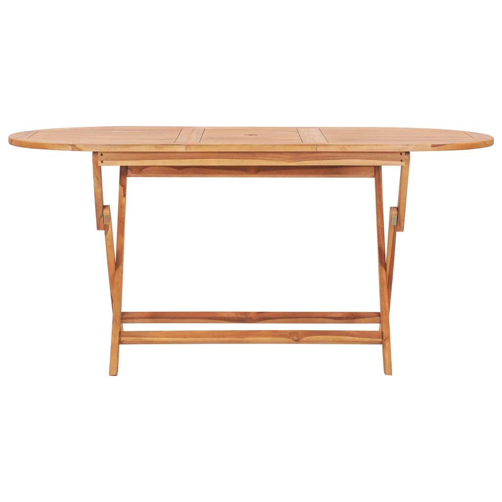 Stół do jadalni z litego drewna tekowego, składany, 160 x 80 x 75 cm, stół ogrodowy z litego drewna tekowego, do ogrodu lub na taras, składany stół o gładkiej powierzchni i łatwy w pielęgnacji