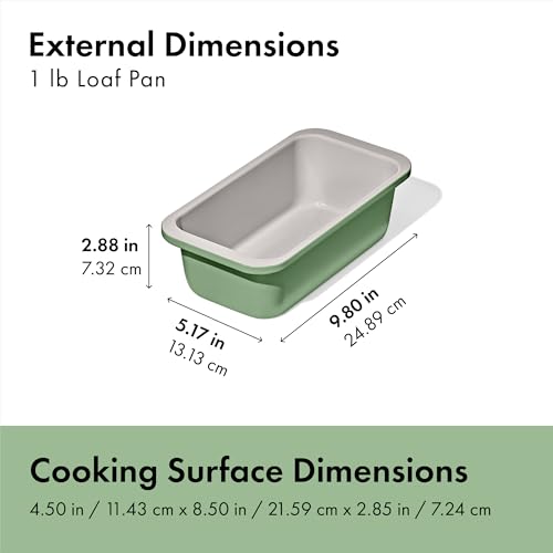 Image of OXO Good Grips Non-Stick Pro Ceramic Coated Metal Bakeware 1 lb Loaf Pan - Basil, Ceramic Baking Tray for Baking Breads, Cakes and Meatloaf